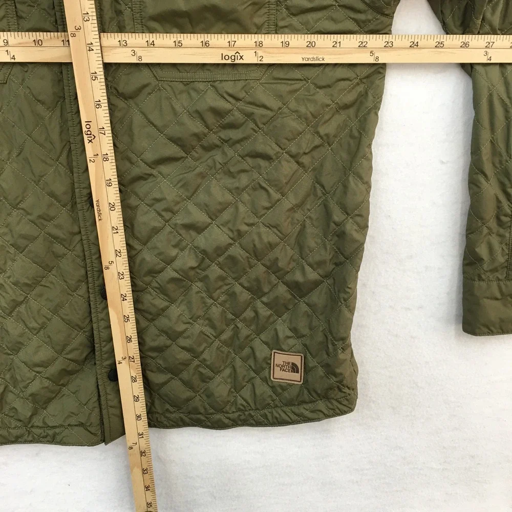 The North Face Mens Reversible Camo Quilted Shirt Jacket Green Black Large